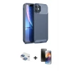 ieg™ iPhone 11 Kılıf Eksen Form Prime - Siyah 3D Antistatik Mat Seramik Nano Ekran Koruyucu + Pers Alüminyum Kamera Lens - GI