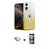 ieg™ iPhone 11 Kılıf Eksen Minimal Özel Seri - Siyah 34D Hayalet Izgaralı Cam + Pers Alüminyum Kamera Lens - YL
