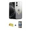 ieg™ iPhone 11 Kılıf Eksen Minimal Özel Seri - Siyah 34D Hayalet Izgaralı Cam + Rainbow Kamera Lens Koruma Cam - KI