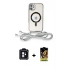 ieg™ iPhone 11 Kılıf Eksen Özel Seri - Siyah Buffer Cam Ekran Koruyucu + PVD Metal Kamera Lens - MI