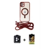 ieg™ iPhone 11 Kılıf Eksen Özel Seri - Siyah Buffer Cam Ekran Koruyucu + PVD Metal Kamera Lens - MI