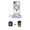 ieg™ iPhone 11 Kılıf Eksen Özel Seri - Siyah Buffer Cam Ekran Koruyucu + PVD Metal Kamera Lens - MI
