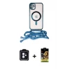 ieg™ iPhone 11 Kılıf Eksen Özel Seri - Siyah Buffer Cam Ekran Koruyucu + PVD Metal Kamera Lens - MI