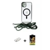 ieg™ iPhone 11 Kılıf Eksen Özel Seri - Siyah Buffer Cam Ekran Koruyucu + Renkli Kamera Lens Koruma Cam - PE