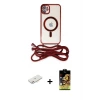 ieg™ iPhone 11 Kılıf Eksen Özel Seri - Siyah Buffer Cam Ekran Koruyucu + Renkli Kamera Lens Koruma Cam - PE