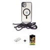 ieg™ iPhone 11 Kılıf Eksen Özel Seri - Siyah Buffer Cam Ekran Koruyucu + Renkli Kamera Lens Koruma Cam - PE