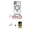 ieg™ iPhone 11 Kılıf Eksen Özel Seri - Siyah Buffer Cam Ekran Koruyucu + Renkli Kamera Lens Koruma Cam - PE