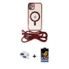 ieg™ iPhone 11 Kılıf Eksen Özel Seri - Siyah Buffer Hayalet Cam Ekran Koruyucu + Pers Alüminyum Kamera Lens - LT