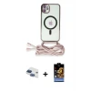 ieg™ iPhone 11 Kılıf Eksen Özel Seri - Siyah Buffer Hayalet Cam Ekran Koruyucu + Pers Alüminyum Kamera Lens - LT