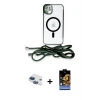 ieg™ iPhone 11 Kılıf Eksen Özel Seri - Siyah Buffer Hayalet Cam Ekran Koruyucu + Pers Alüminyum Kamera Lens - LT