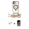 ieg™ iPhone 11 Kılıf Eksen Özel Seri - Siyah Buffer Hayalet Cam Ekran Koruyucu + Renkli Kamera Lens Koruma Cam - TU
