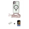 ieg™ iPhone 11 Kılıf Eksen Özel Seri - Siyah Buffer Hayalet Cam Ekran Koruyucu + Renkli Kamera Lens Koruma Cam - TU