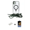 ieg™ iPhone 11 Kılıf Eksen Özel Seri - Siyah Buffer Hayalet Cam Ekran Koruyucu + Renkli Kamera Lens Koruma Cam - TU