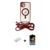 ieg™ iPhone 11 Kılıf Eksen Özel Seri - Siyah Buffer Hayalet Cam Ekran Koruyucu + Renkli Kamera Lens Koruma Cam - TU