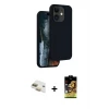 ieg™ iPhone 11 Kılıf Kıvılcım Çizgi Serisi - Siyah Buffer Cam Ekran Koruyucu + Pers Alüminyum Kamera Lens - GD
