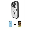 ieg™ iPhone 11 Kılıf Kıvılcım Modern Koleksiyonu - Siyah Buffer Cam Ekran Koruyucu + Neon Fosforlu Kamera Lens - TU