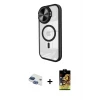 ieg™ iPhone 11 Kılıf Kıvılcım Modern Koleksiyonu - Siyah Buffer Cam Ekran Koruyucu + Pers Alüminyum Kamera Lens - LT