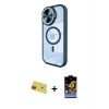 ieg™ iPhone 11 Kılıf Kıvılcım Modern Koleksiyonu - Siyah Buffer Hayalet Cam Ekran Koruyucu + Rainbow Kamera Lens Koruma Cam - KI