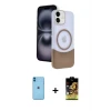 ieg™ iPhone 11 Kılıf Kozmos Form Özel Seri - Siyah Buffer Cam Ekran Koruyucu + Neon Fosforlu Kamera Lens - MI