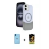 ieg™ iPhone 11 Kılıf Kozmos Form Özel Seri - Siyah Buffer Cam Ekran Koruyucu + Neon Fosforlu Kamera Lens - MI