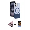 ieg™ iPhone 11 Kılıf Kozmos Form Özel Seri - Siyah Buffer Hayalet Cam Ekran Koruyucu + Raze Metal Kamera Lens - SH