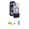 ieg™ iPhone 11 Kılıf Kozmos Form Özel Seri - Siyah Joko Magic 5D Cam + Rainbow Kamera Lens Koruma Cam - KI