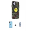 ieg™ iPhone 11 Kılıf Nova Doku Koleksiyonu - Siyah Joko Magic 5D Cam + Neon Fosforlu Kamera Lens - TU