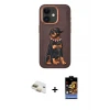 ieg™ iPhone 11 Kılıf Nova Form Koleksiyonu - Siyah Buffer Hayalet Cam Ekran Koruyucu + Pers Alüminyum Kamera Lens - GD