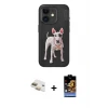 ieg™ iPhone 11 Kılıf Nova Form Koleksiyonu - Siyah Buffer Hayalet Cam Ekran Koruyucu + Pers Alüminyum Kamera Lens - GD