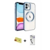 ieg™ iPhone 11 Kılıf Nova Işık Özel Seri - Şeffaf Uv Polymer Nano Ekran Koruyucu + Rainbow Kamera Lens Koruma Cam - KI