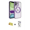 ieg™ iPhone 11 Kılıf Nova Işık Özel Seri - Şeffaf Uv Polymer Nano Ekran Koruyucu + Rainbow Kamera Lens Koruma Cam - KI