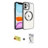 ieg™ iPhone 11 Kılıf Nova Işık Özel Seri - Şeffaf Uv Polymer Nano Ekran Koruyucu + Rainbow Kamera Lens Koruma Cam - KI