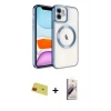 ieg™ iPhone 11 Kılıf Nova Işık Özel Seri - Siyah Bilvis 3D Mat Cam Ekran Koruyucu + Rainbow Kamera Lens Koruma Cam - KI