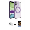 ieg™ iPhone 11 Kılıf Nova Işık Özel Seri - Siyah Buffer Hayalet Cam Ekran Koruyucu + Pers Alüminyum Kamera Lens - YL