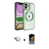 ieg™ iPhone 11 Kılıf Nova Işık Özel Seri - Siyah Buffer Hayalet Cam Ekran Koruyucu + Pers Alüminyum Kamera Lens - YL
