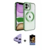ieg™ iPhone 11 Kılıf Nova Işık Özel Seri - Siyah Buffer Hayalet Cam Ekran Koruyucu + Raze Metal Kamera Lens - MR