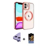 ieg™ iPhone 11 Kılıf Nova Işık Özel Seri - Siyah Buffer Hayalet Cam Ekran Koruyucu + Raze Metal Kamera Lens - MR