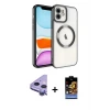 ieg™ iPhone 11 Kılıf Nova Işık Özel Seri - Siyah Buffer Hayalet Cam Ekran Koruyucu + Raze Metal Kamera Lens - MR
