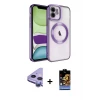 ieg™ iPhone 11 Kılıf Nova Işık Özel Seri - Siyah Buffer Hayalet Cam Ekran Koruyucu + Raze Metal Kamera Lens - MR