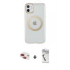 ieg™ iPhone 11 Kılıf Pusula Form - Şeffaf Uv Polymer Nano Ekran Koruyucu + Pers Alüminyum Kamera Lens - KI