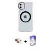 ieg™ iPhone 11 Kılıf Pusula Form - Siyah Bilvis 5in1 3D Magic Cam Ekran Koruyucu + Pers Alüminyum Kamera Lens - KI