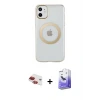 ieg™ iPhone 11 Kılıf Pusula Form - Siyah Bilvis 5in1 5D Magic Hayalet Cam Ekran Koruyucu + Pers Alüminyum Kamera Lens - KI