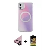 ieg™ iPhone 11 Kılıf Pusula Form - Siyah Buffer Cam Ekran Koruyucu + Raze Metal Kamera Lens - SH