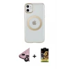 ieg™ iPhone 11 Kılıf Pusula Form - Siyah Buffer Cam Ekran Koruyucu + Raze Metal Kamera Lens - SH