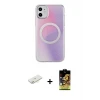 ieg™ iPhone 11 Kılıf Pusula Form - Siyah Buffer Cam Ekran Koruyucu + Renkli Kamera Lens Koruma Cam - SI