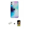 ieg™ iPhone 11 Kılıf Pusula Form - Siyah Buffer Cam Ekran Koruyucu + Renkli Kamera Lens Koruma Cam - SI