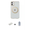 ieg™ iPhone 11 Kılıf Pusula Form - Siyah Joko Magic 5D Cam + Renkli Kamera Lens Koruma Cam - YL