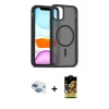 ieg™ iPhone 11 Kılıf Siluet Minimal Prime - Siyah Buffer Cam Ekran Koruyucu + Pers Alüminyum Kamera Lens - GI