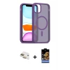 ieg™ iPhone 11 Kılıf Siluet Minimal Prime - Siyah Buffer Hayalet Cam Ekran Koruyucu + Pers Alüminyum Kamera Lens - GD