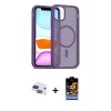 ieg™ iPhone 11 Kılıf Siluet Minimal Prime - Siyah Buffer Hayalet Cam Ekran Koruyucu + Pers Alüminyum Kamera Lens - LT